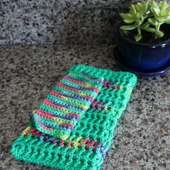 Multicolored Crochet Dish Drying Mats 100% Cotton Kitchen - Picture 1 of 13